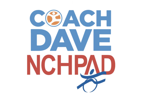 A white graphic with the words "Coach Dave" and the NCHPAD logo below it. The "O" in coach is the Exercise Connection logo.